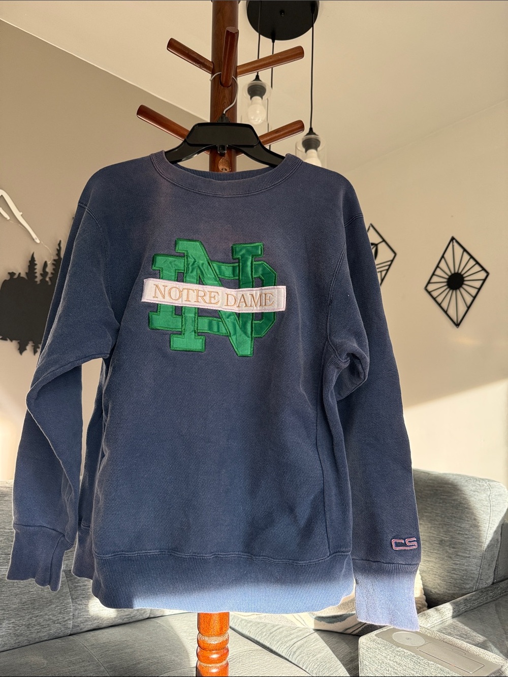 Notre Dame Navy Crewneck Sweatshirt - Vintage Crable Sportswear